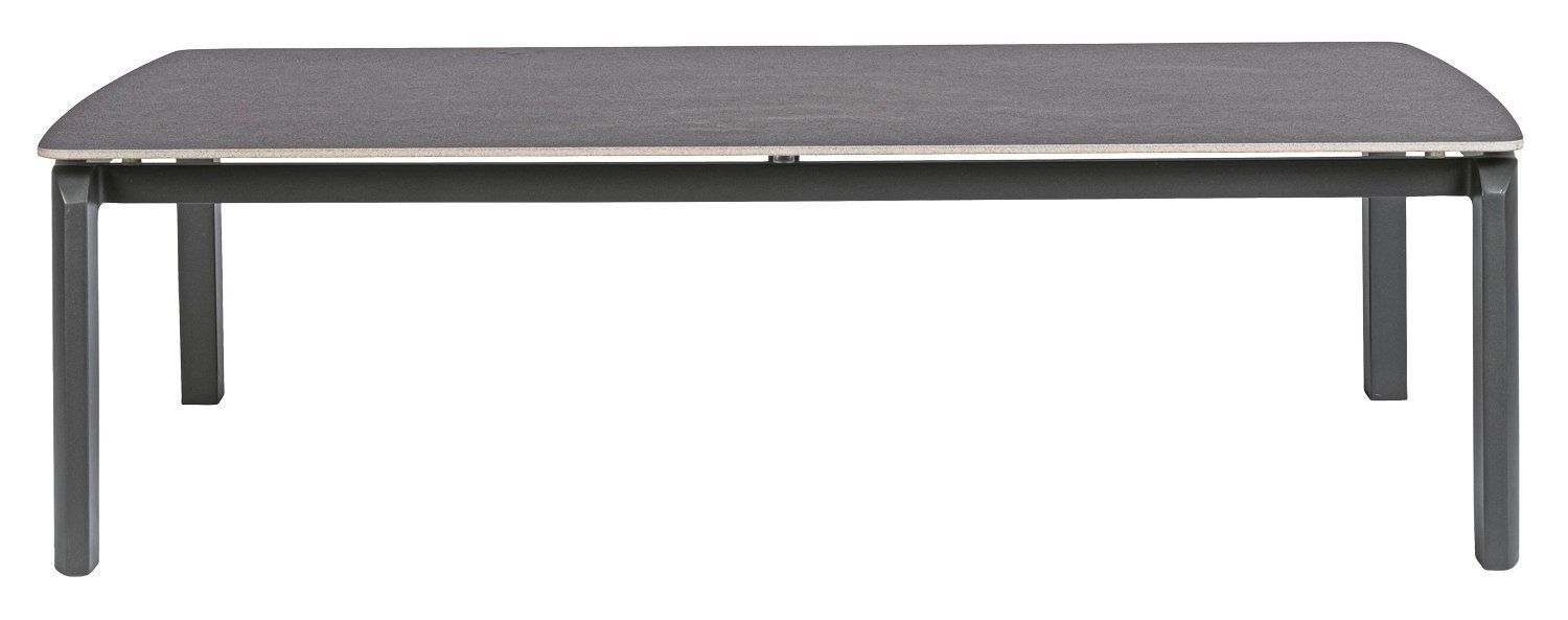 Bizzotto Gartentisch JALISCO, 120 x 70 cm, Aluminium, Anthrazit, Loungetisch, Höhe 33 cm, Tischplatte aus Keramik