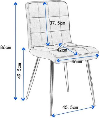 EUGAD Esszimmerstuhl (4 St), Rückenlehne, Metallbeine, Sitzfläche aus Leinen
