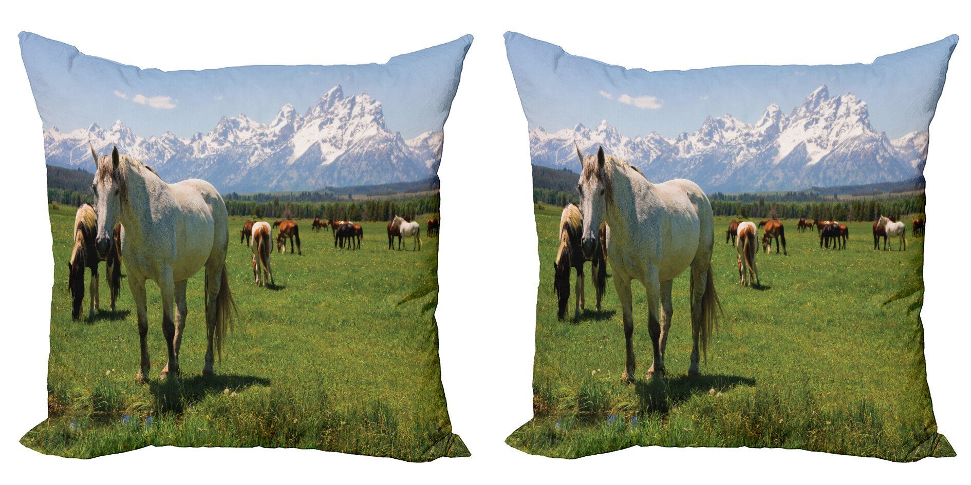 Kissenbezüge Modern Accent Doppelseitiger Digitaldruck, Abakuhaus (2 Stück), Tier Pferde
