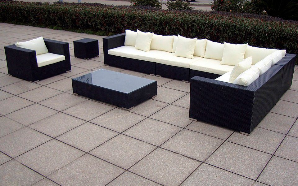 Loungeset »Sunmaster«, 1 XXL Sofa, 1 Sessel, 1 Tisch, 1 Beistelltisch, Polyrattan Loungeset »Sunmaster«, 1 XXL Sofa, 1 Sessel, 1 Tisch, 1 Beistelltisch, Polyrattan
