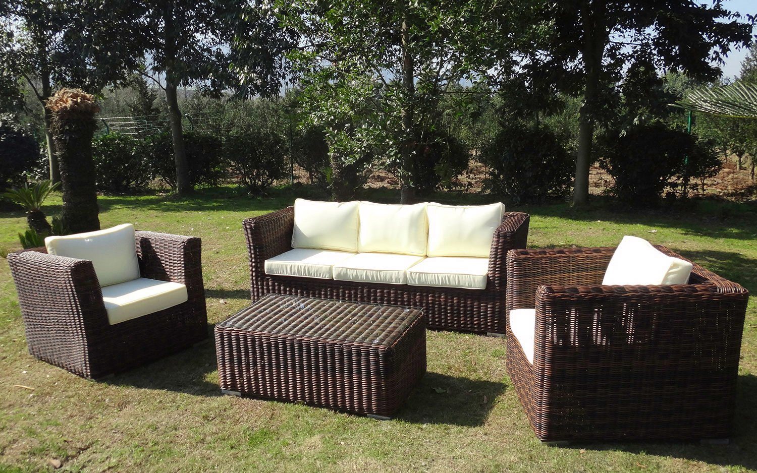 Loungeset »Funky«, 14-tlg., 3er Sofa, 2 Sessel, Tisch 100x58x40 cm, Polyrattan Loungeset »Funky«, 14-tlg., 3er Sofa, 2 Sessel, Tisch 100x58x40 cm, Polyrattan