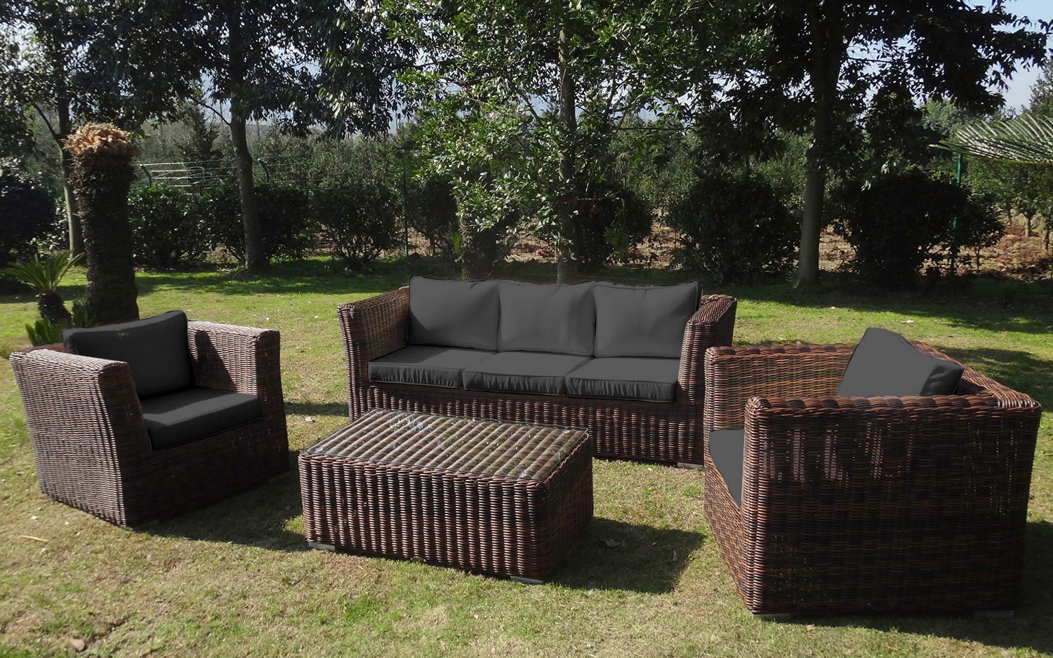 Loungeset »Funky«, 14-tlg., 3er Sofa, 2 Sessel, Tisch 100x58x40 cm, Polyrattan Loungeset »Funky«, 14-tlg., 3er Sofa, 2 Sessel, Tisch 100x58x40 cm, Polyrattan