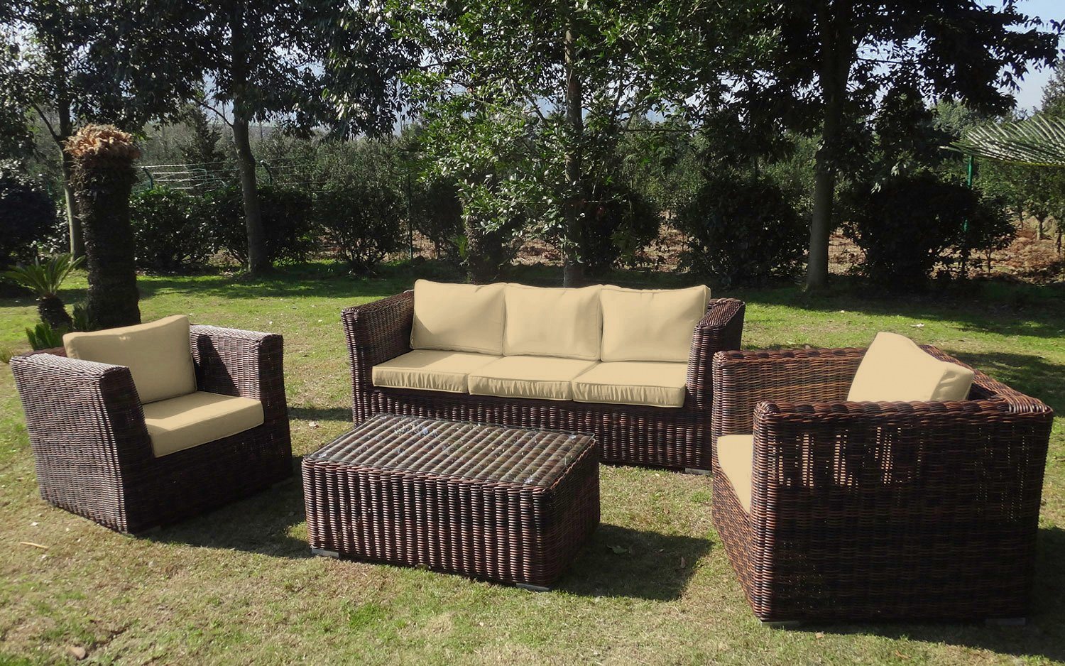 Loungeset »Funky«, 14-tlg., 3er Sofa, 2 Sessel, Tisch 100x58x40 cm, Polyrattan Loungeset »Funky«, 14-tlg., 3er Sofa, 2 Sessel, Tisch 100x58x40 cm, Polyrattan