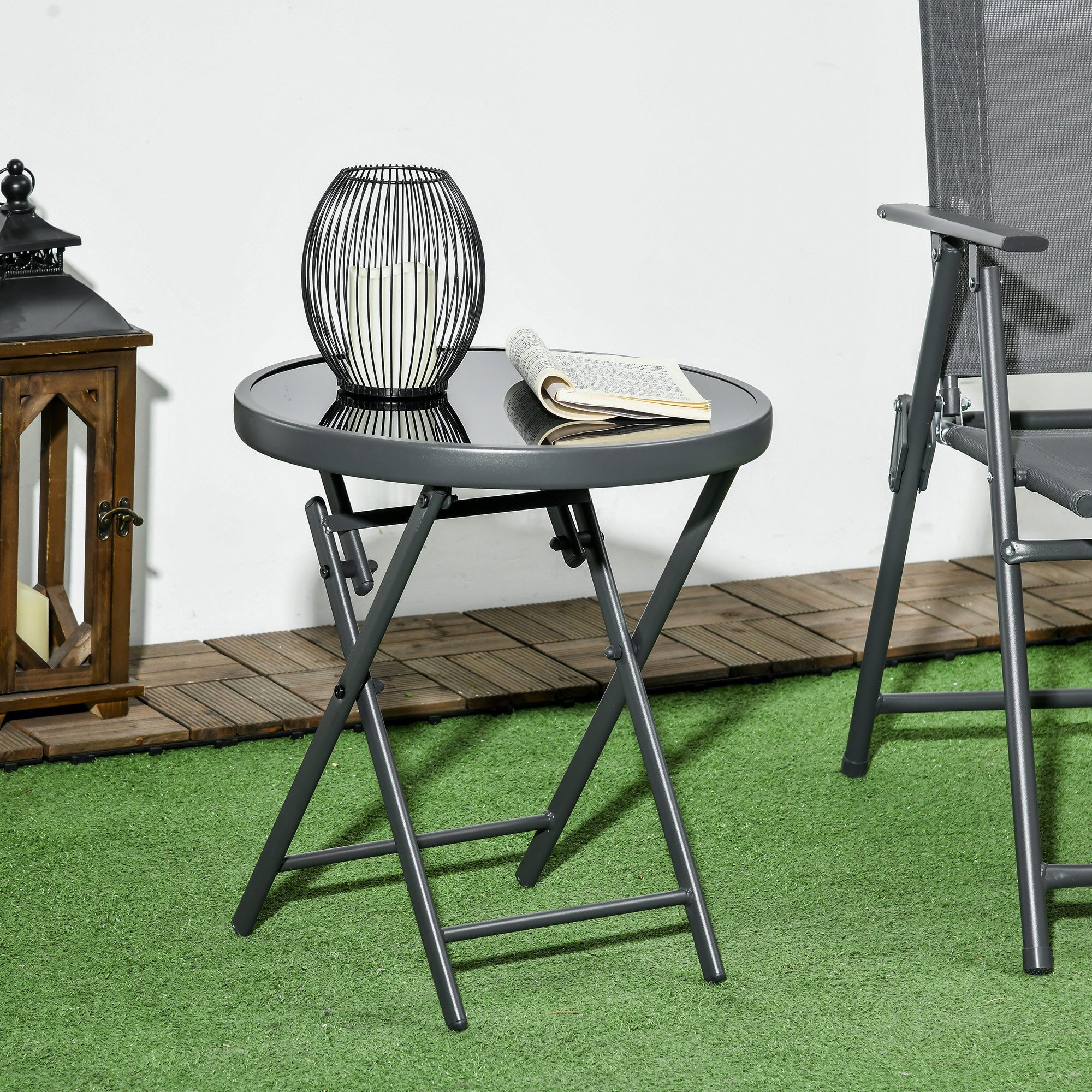 Outsunny Gartentisch klappbar, aus Glas, rund günstig online kaufen