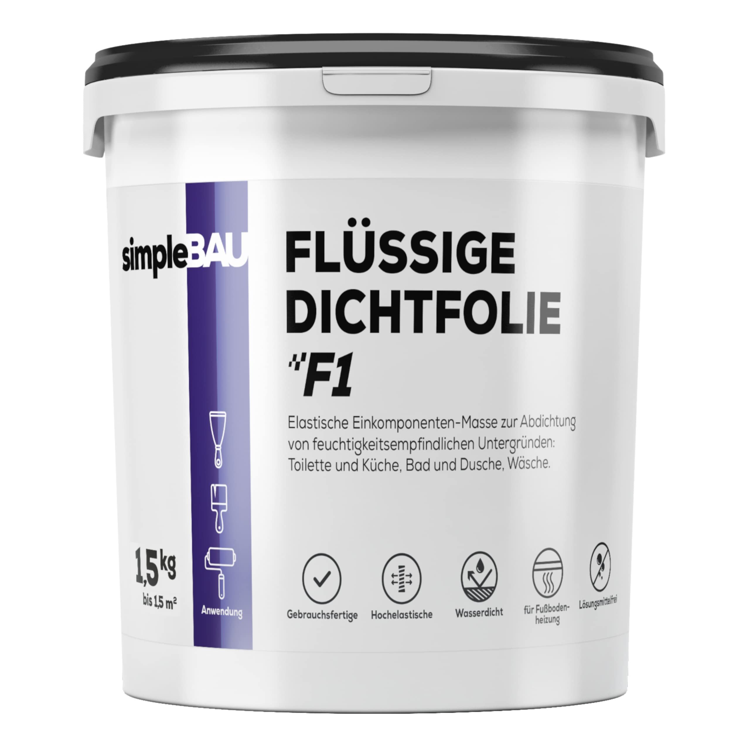 simpleBAU Dichtstoff Wasserdicht F1 - Einkomponente Abdichtung Dichtungsmasse - 1.5 kg