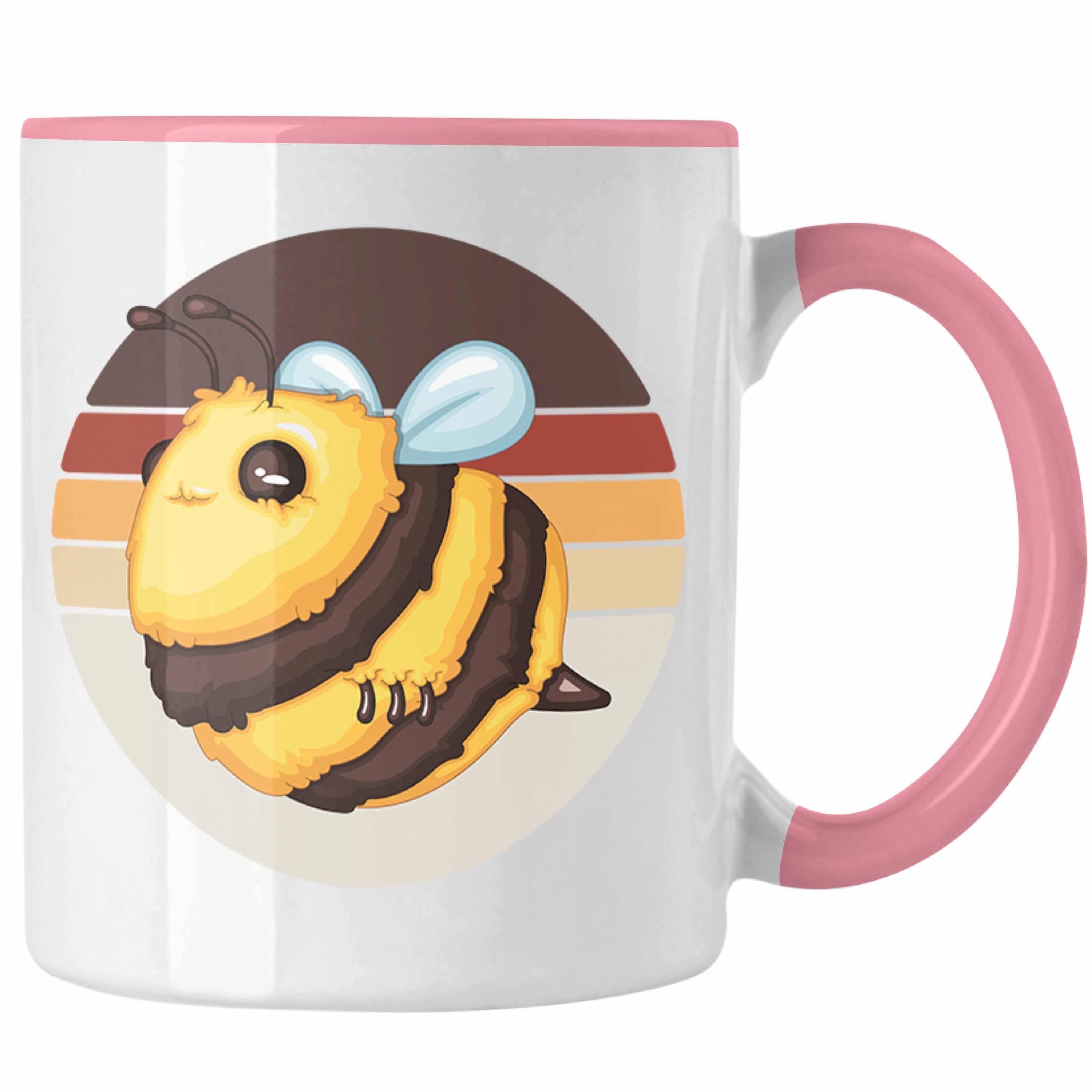 Trendation Tasse Hummel Grafik Tasse Geschenk Bienen Züchter Imker Geschenkidee Rosa