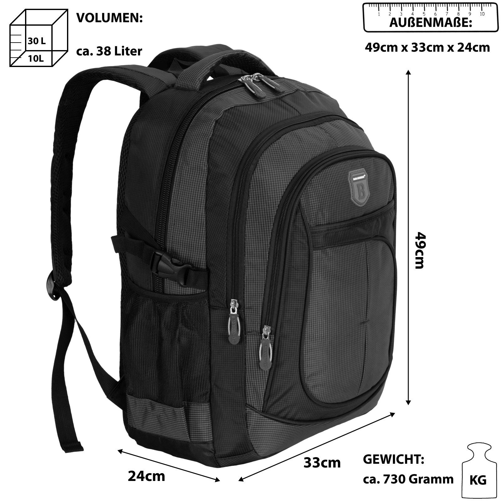 BAG STREET Rucksack Rucksack Damen Herren Sport Schulrucksack Freizeit Reise Wandern, Freizeitrucksack, Sportrucksack, Businessrucksack