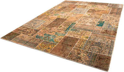 Teppich Patchwork - 304 x 213 cm - mehrfarbig, morgenland, rechteckig, Höhe: 7 mm, Wohnzimmer, Handgeknüpft, Einzelstück mit Zertifikat