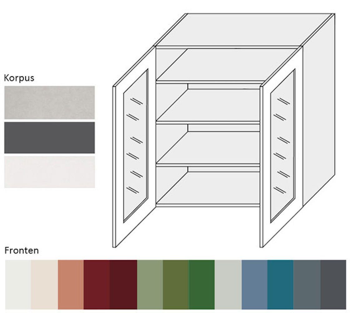 mit Florence 2-türig, Hochglanz RAL Glashängeschrank Glaseinsatz (Florence) Front- Korpusfarbe 90cm beigerot 3012 wählbar grifflos und Feldmann-Wohnen