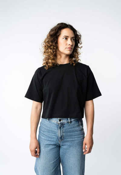 MELA Kurzarmshirt Damen Cropped T-Shirt DESNA Rippbündchen
