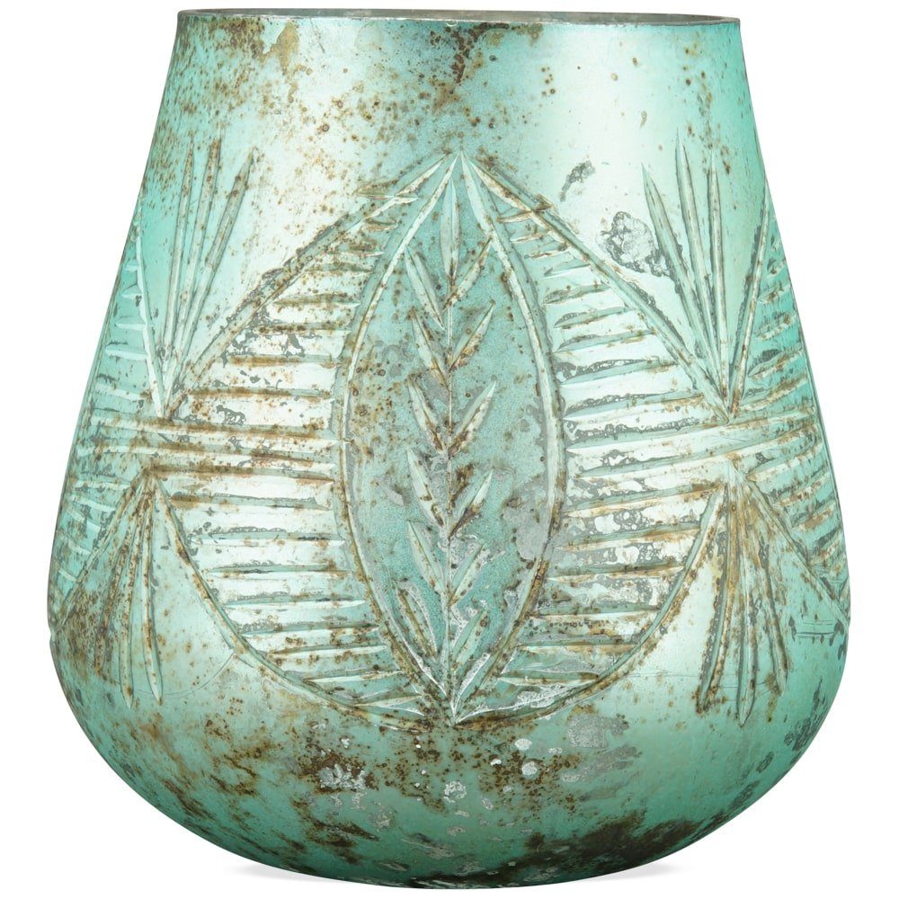 matches21 HOME & HOBBY Kerzenständer Windlicht grün Glas bauchig Teelichtglas 12 cm