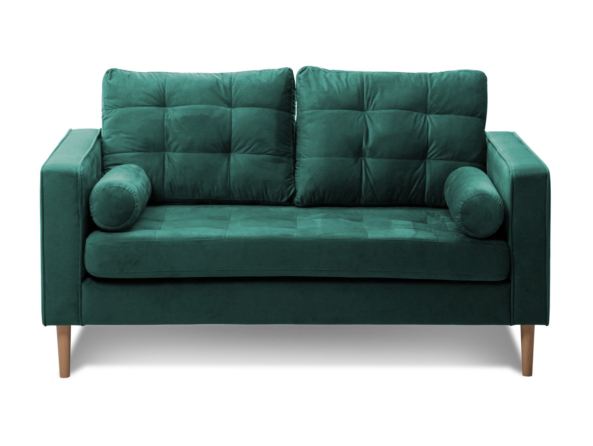 Moebel-Eins Füße massiv Dunkelgrün Sofa, mit Sofa 2-Sitzer Samtbezug, GLAMMI Buche