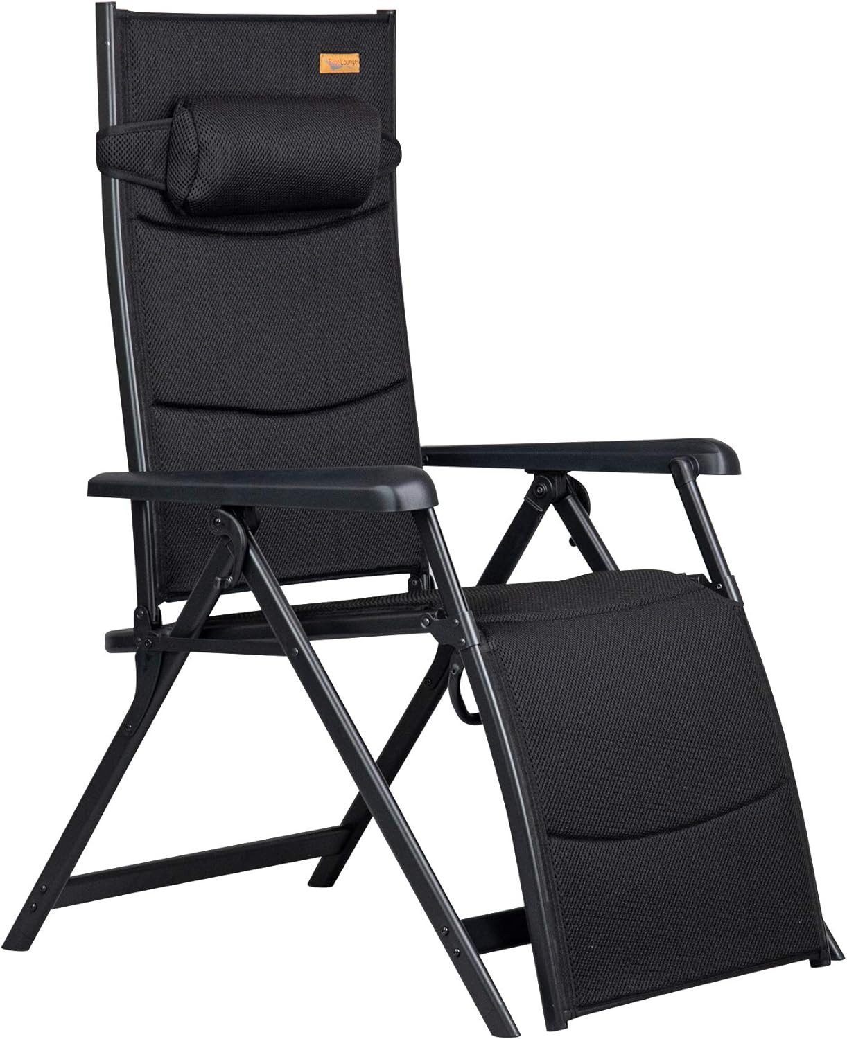 Westfield Wellnessliege Ergo Relaxliege anthrazit Liegestuhl Sonnenliege XXL Relaxsessel, Relaxsessel mit Kopfkissen, extra breite Sitzfläche stufenlos verstellbar klappbar wetterfest