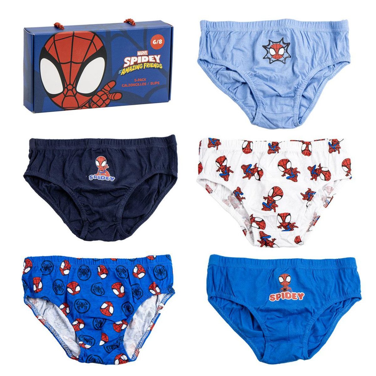 Cerda Slip Spidey Jungen Unterhosen Set – 5 Stück Baumwoll Slips für Kinder (Packung, 5-Stück)