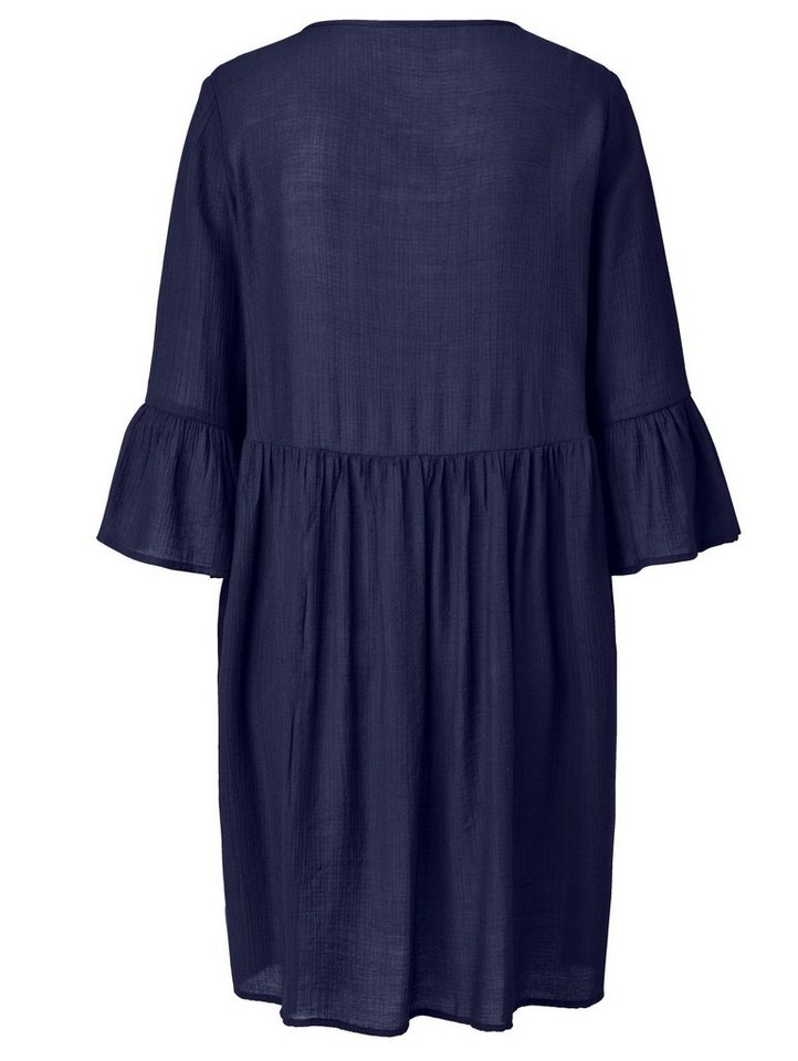 Sienna Kleid Fließende Viskose Qualität mit leichtem Crinkle-Effekt in blau