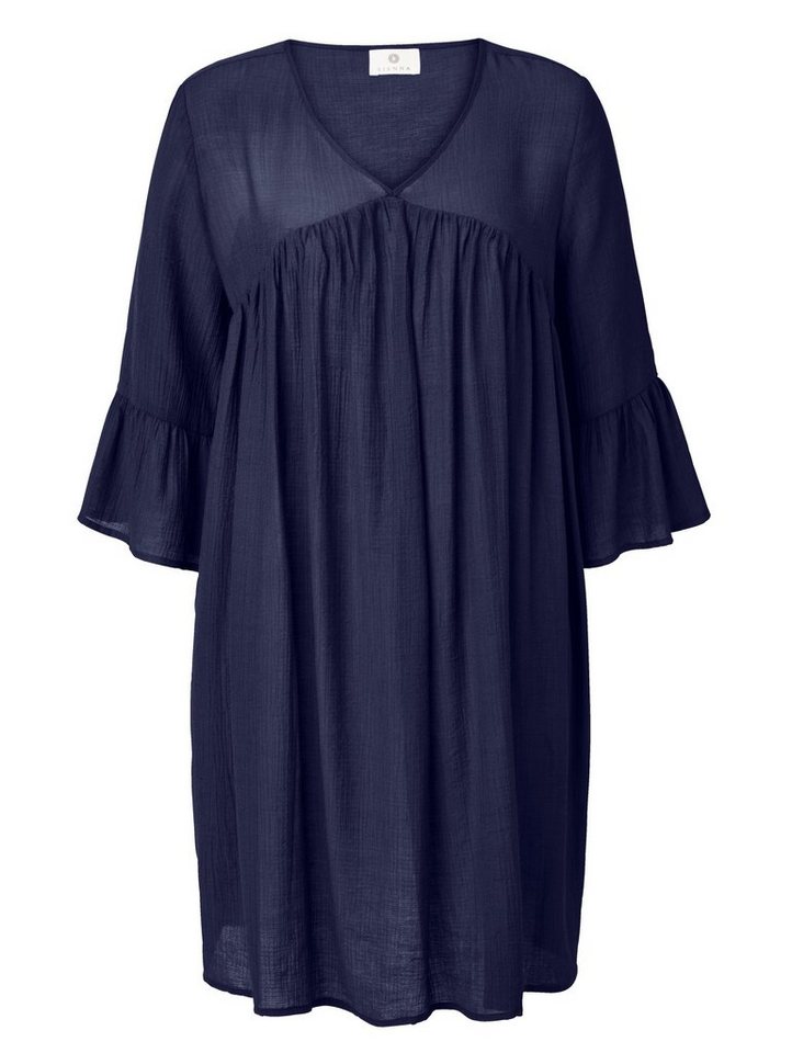 Sienna Kleid Fließende Viskose Qualität mit leichtem Crinkle-Effekt in blau