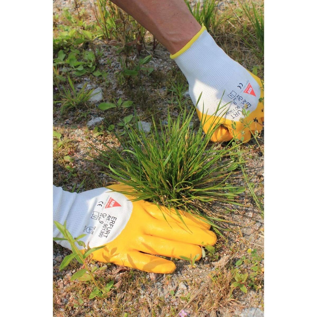 Hase Safety Gloves Arbeitshandschuh-Set 901400 Erfurt lite 3/4 Nitrilhandschuh ölbeständig gelb (Packung, 12-St., VPE= 12-144 Paar, Gr 8-11) Atmungsaktiv/Gartenhandschuh