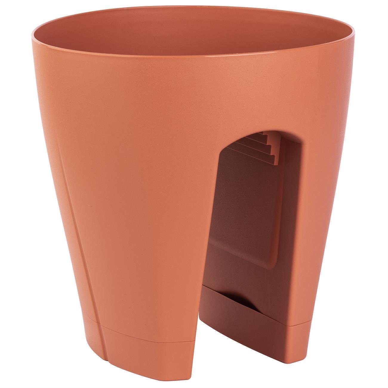 Engelland Blumentopf Geländertopf mit Wasserauffangschalen (Vorteils-Set, 1 St., Fassungsvermögen 9 Liter je Topf), UV-beständig, wetterfest, frostbeständig, ideal für Geländer/Zäune