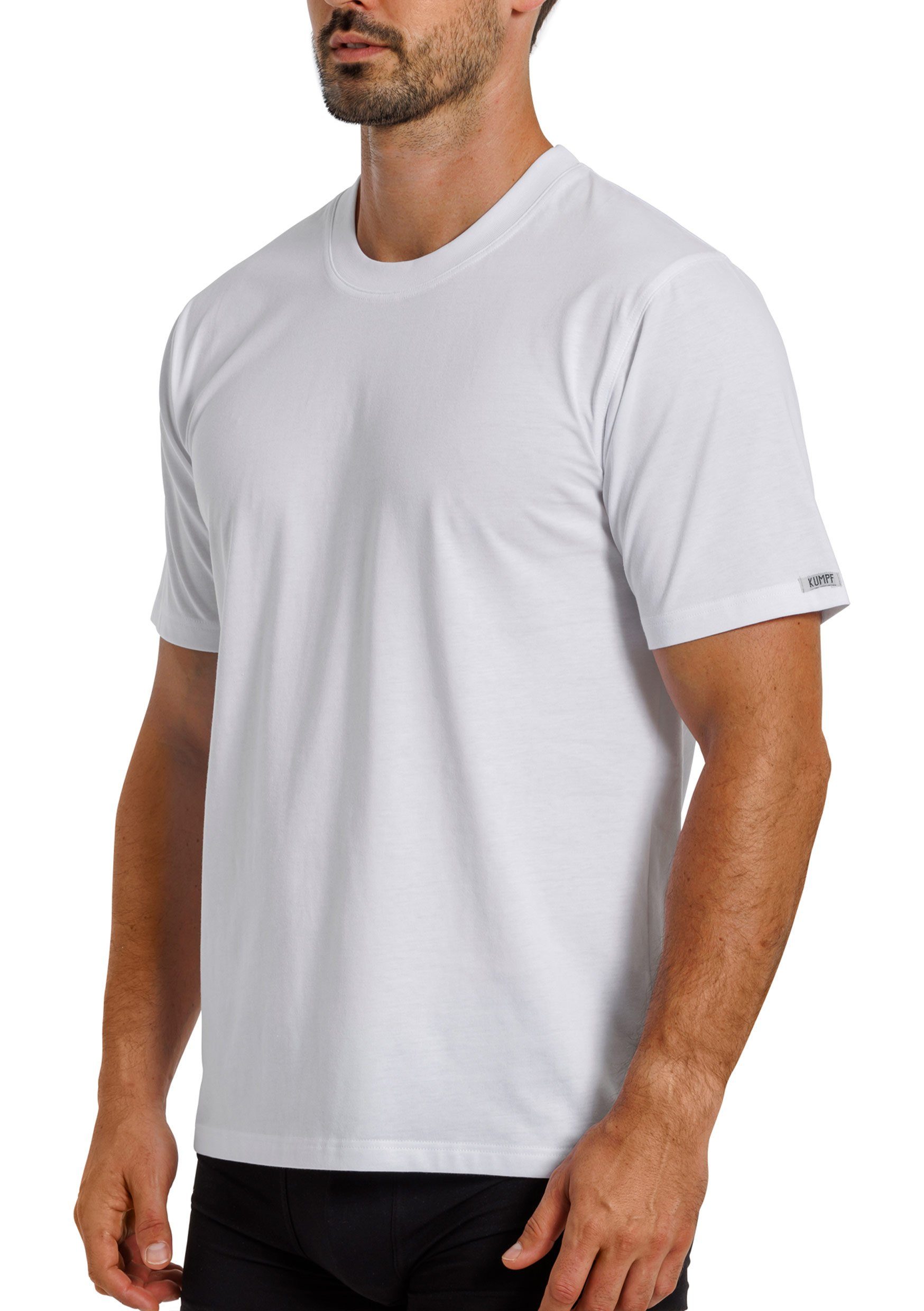 T-Shirt hohe Herren Markenqualität KUMPF Sparpack 4-St) darkblue (Spar-Set, Cotton Bio Unterziehshirt 4er weiss