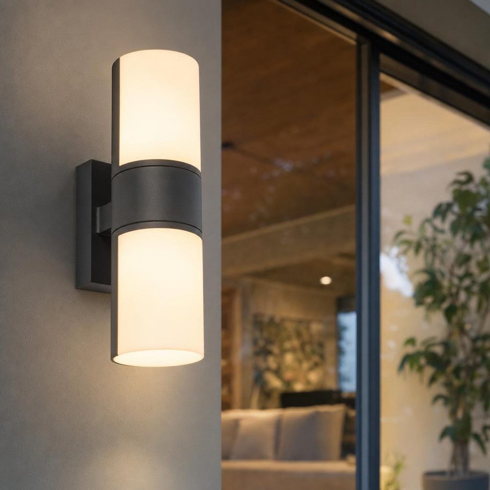 LUTEC LED Außen-Wandleuchte, LED-Leuchtmittel fest verbaut, Warmweiß, LED Außenwandleuchte Aluminium Dunkelgrau Warmweiß