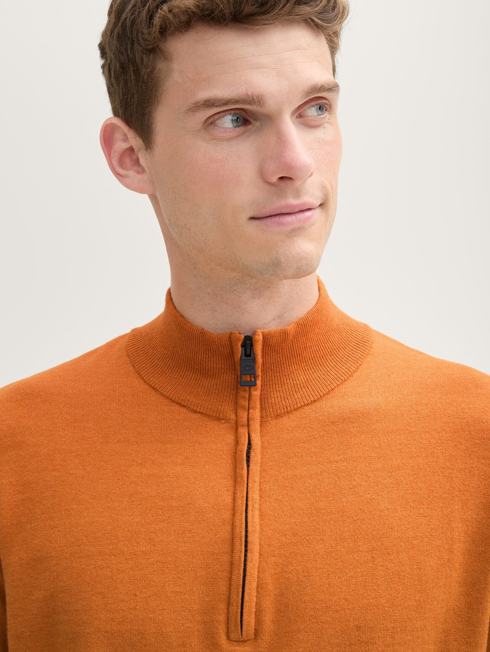 TOM TAILOR Strickpullover Pullover & Strickjacken Troyer Strickpullover mit Logo-Badge