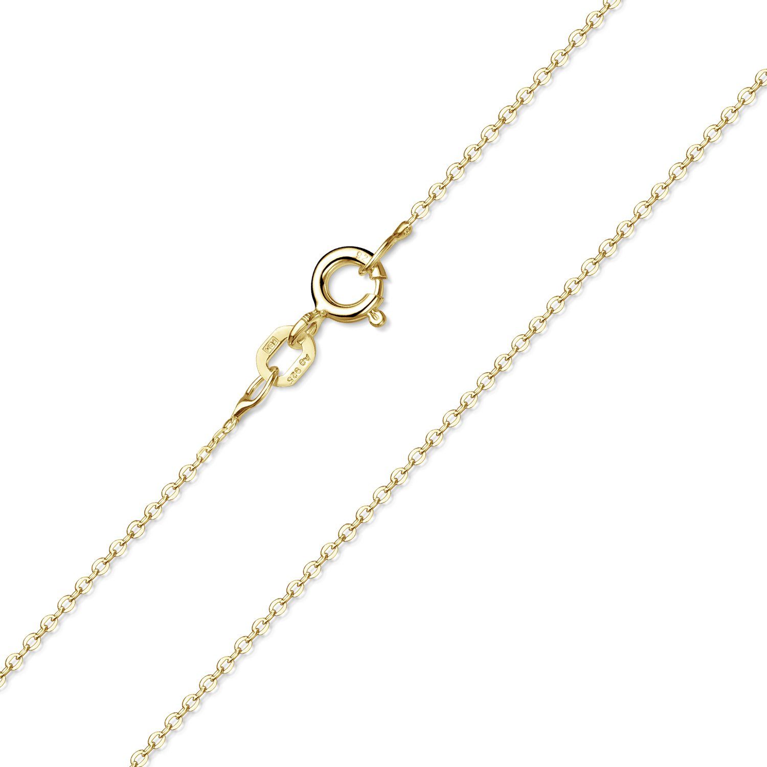 Materia Gliederkette Damen Gold Ankerkette 1mm K64, Sterlingsilber, vergoldet