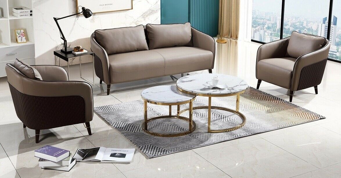 Sofa Set Braune Set, in Europe 3+1+1 Made JVmoebel Luxus Couchen Moderne Sofagarnitur