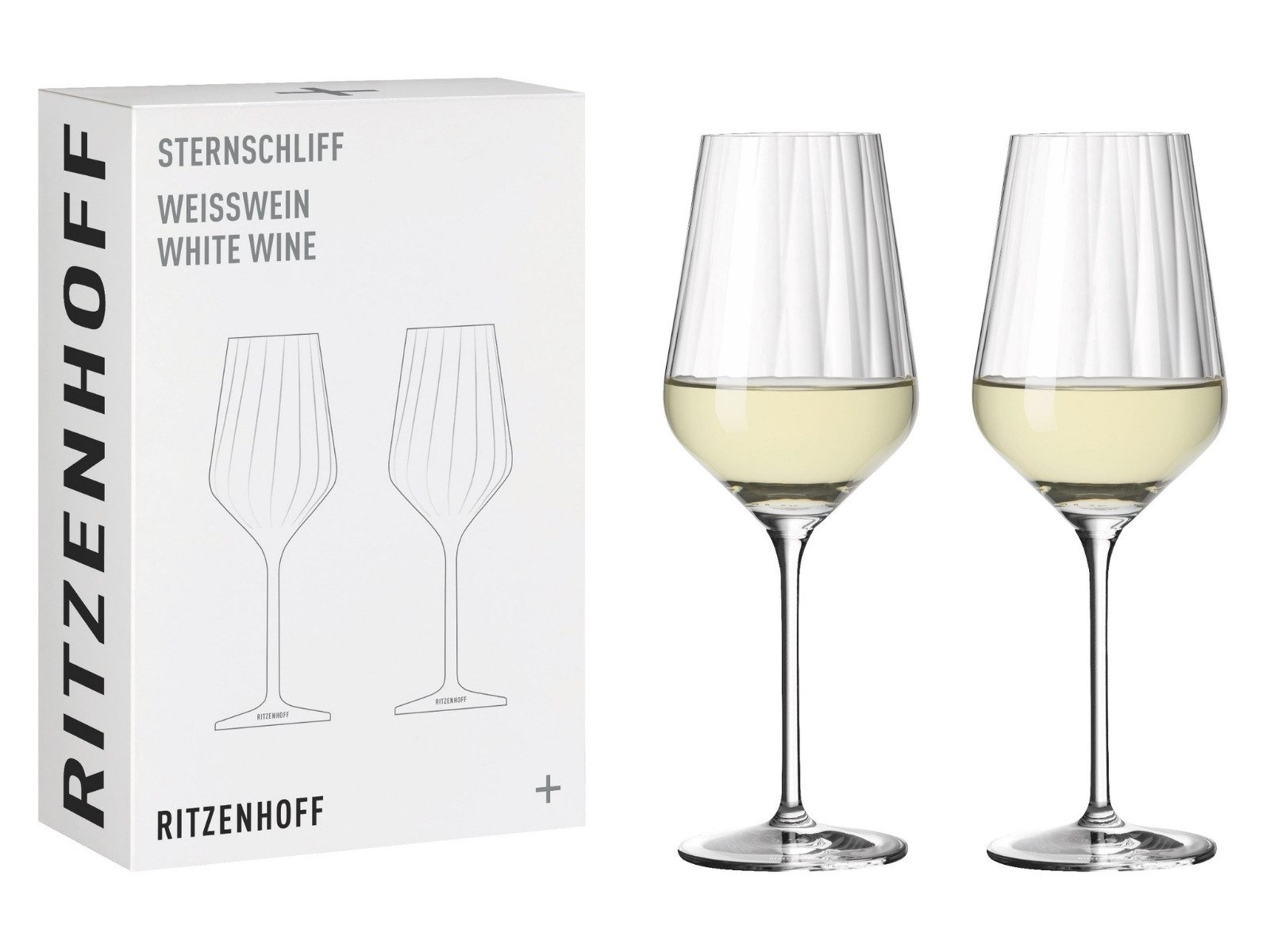 Ritzenhoff Gläser-Set Sternschliff Weißwein Set 2tlg Bundle 13, Kristallglas