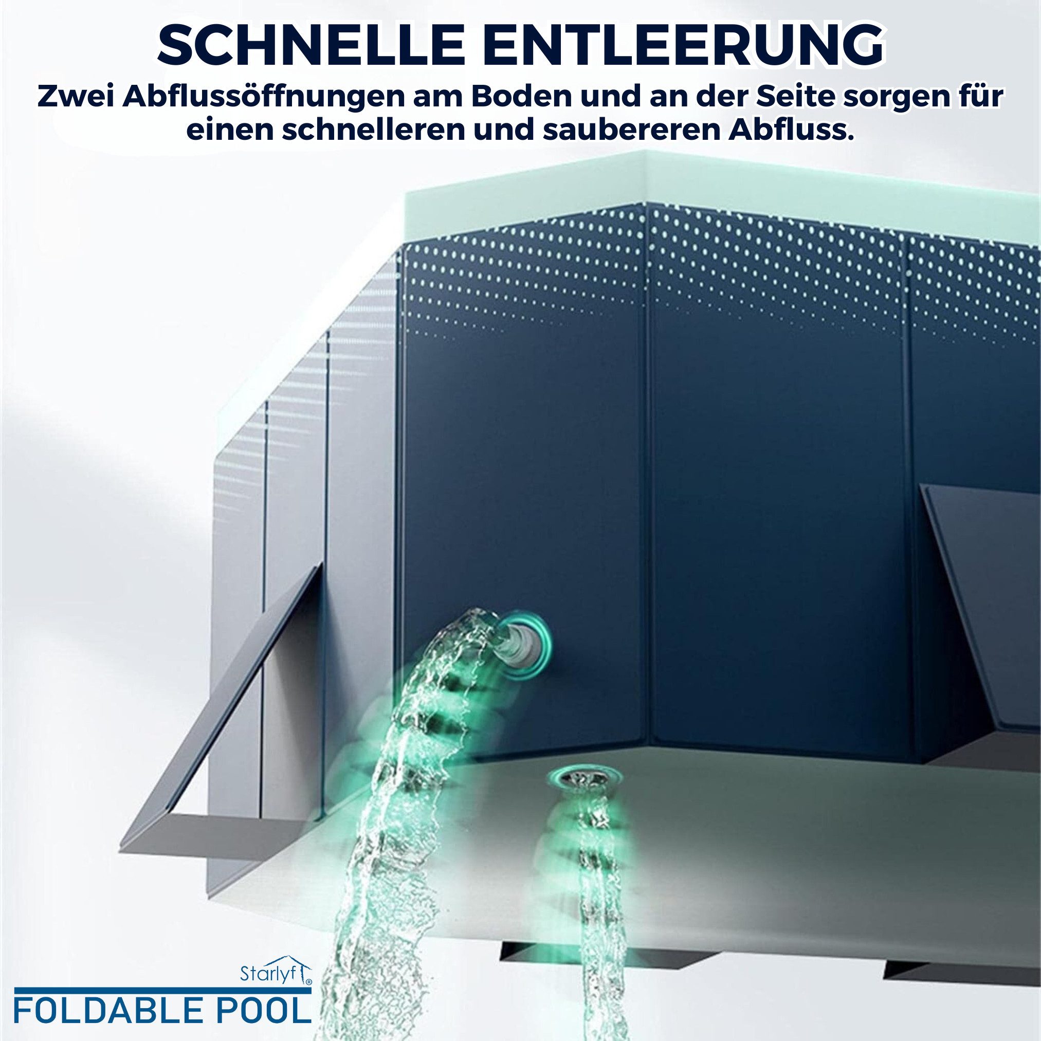 Starlyf Planschbecken Foldable Pool, (3 Varianten, 1-tlg., 348 Liter, 600 Liter & 1000 Liter), faltbarer Pool ohne Aufblasen, langlebig & robust