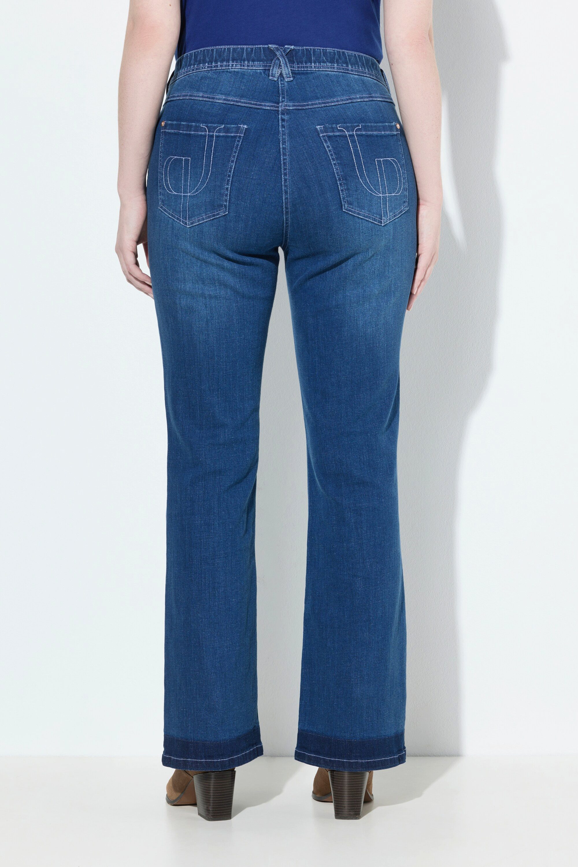 Ulla Popken Regular-fit-Jeans Bootcut-Jeans Sarah ausgestellt Fransensaum