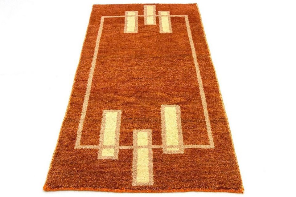 Wollteppich Gabbeh Teppich handgeknüpft orange, morgenland, rechteckig, Höhe:  18 mm, handgeknüpft, Hochwertig und aufwändig gefertigt