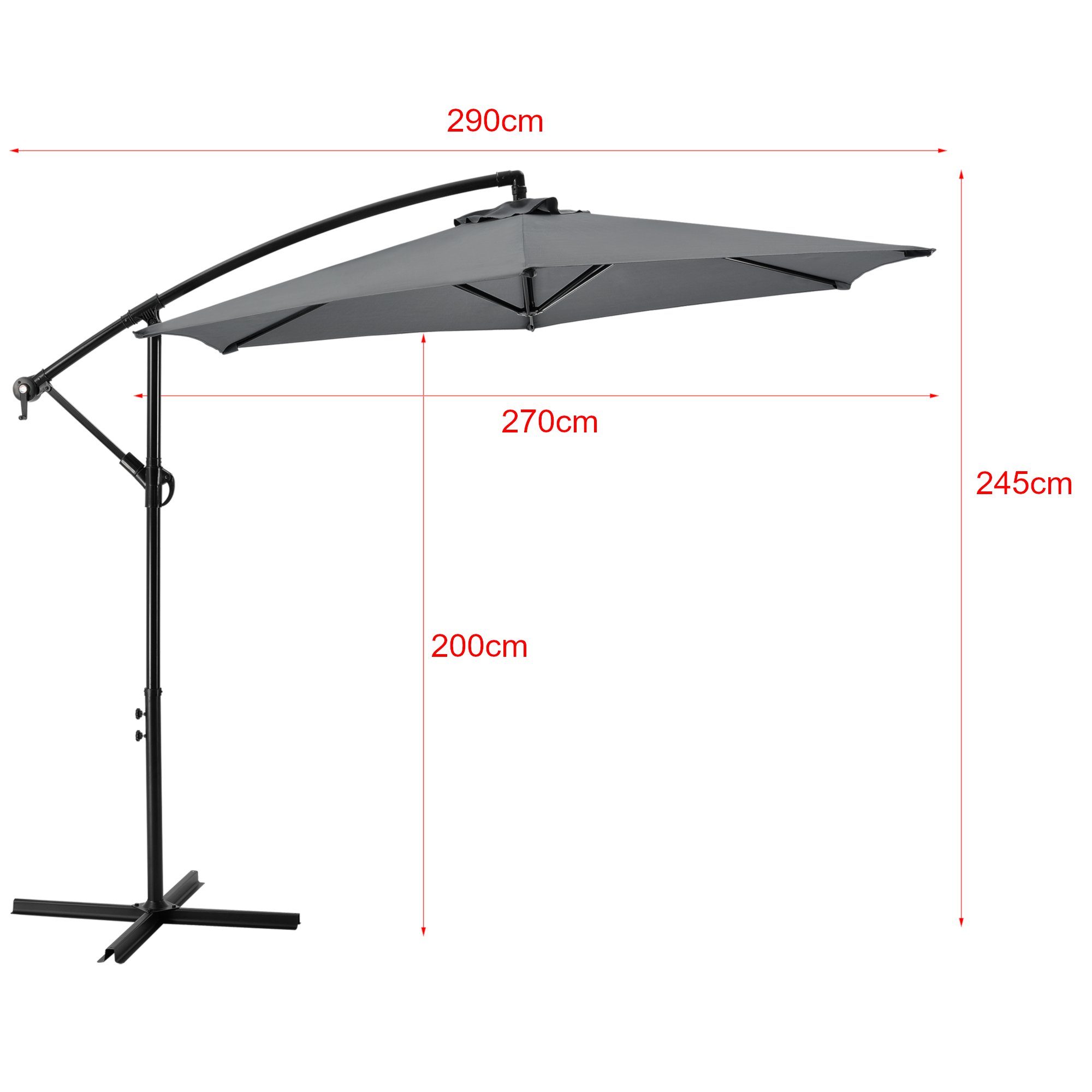 casa.pro Sonnenschutz, blickdicht, Ampelschirm »Budva« Sonnenschirm mit Schirmständer 270cm