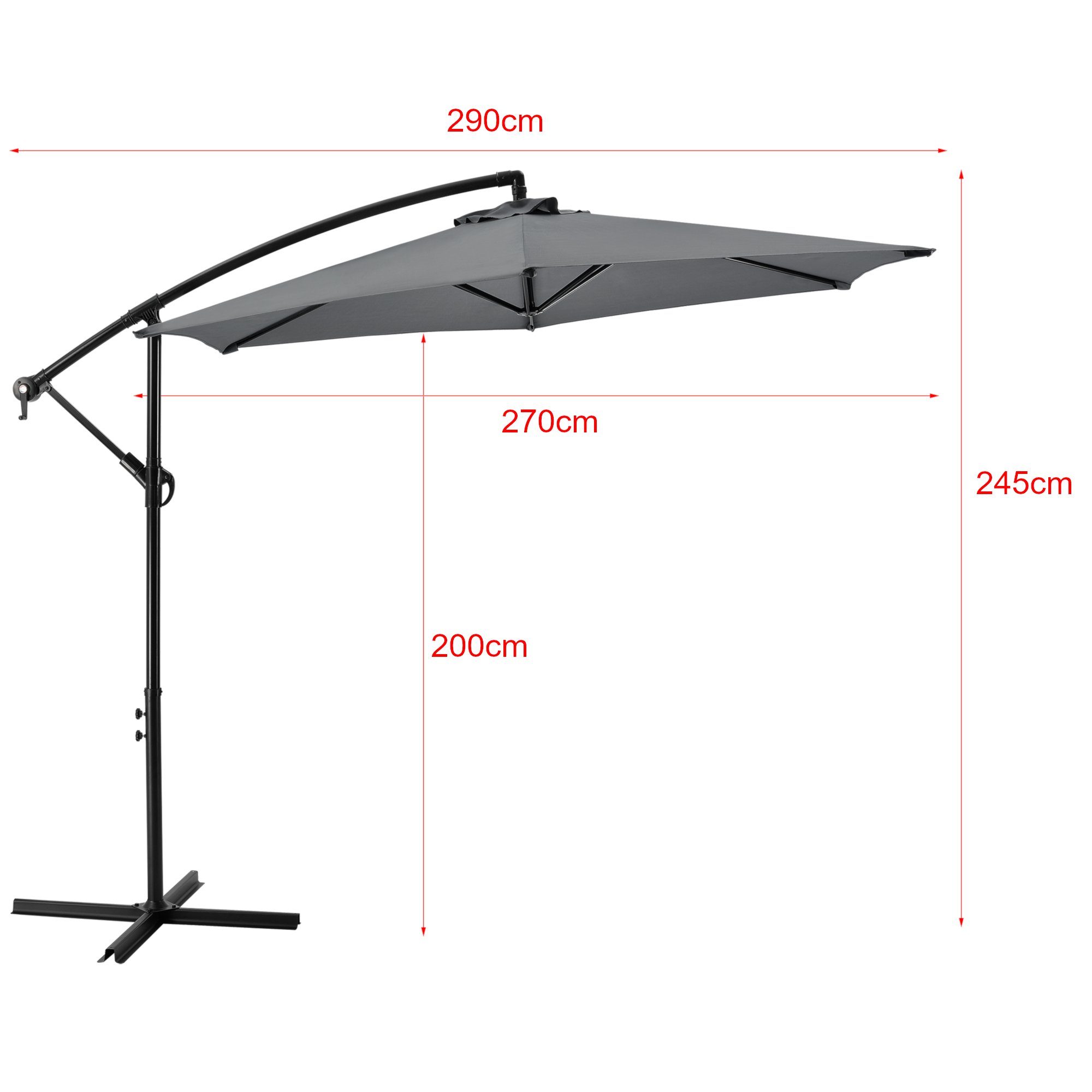 270cm Schirmständer casa.pro, blickdicht, mit Sonnenschirm Ampelschirm »Budva« Sonnenschutz,