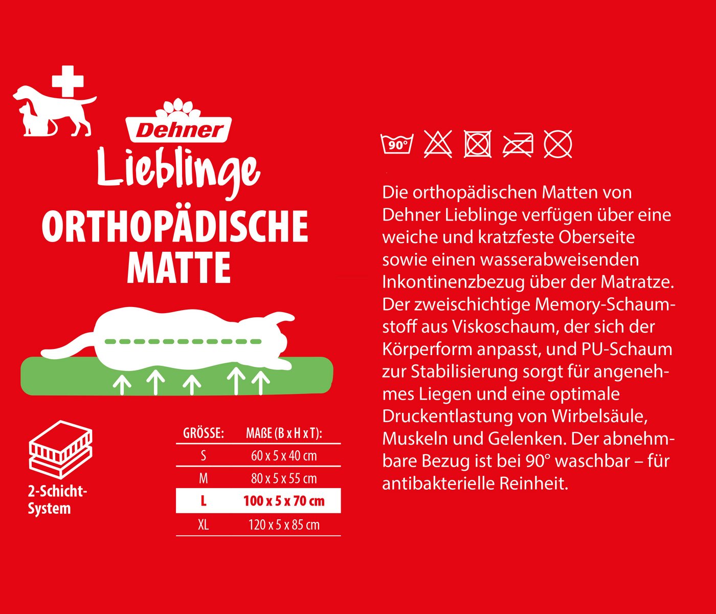 Thumbnail - Dehner Tierbett Orthopädische Hunde-/Katzenmatte, versch. Größen, antibakterielle, wasserabweisende Matte für ältere Hun...