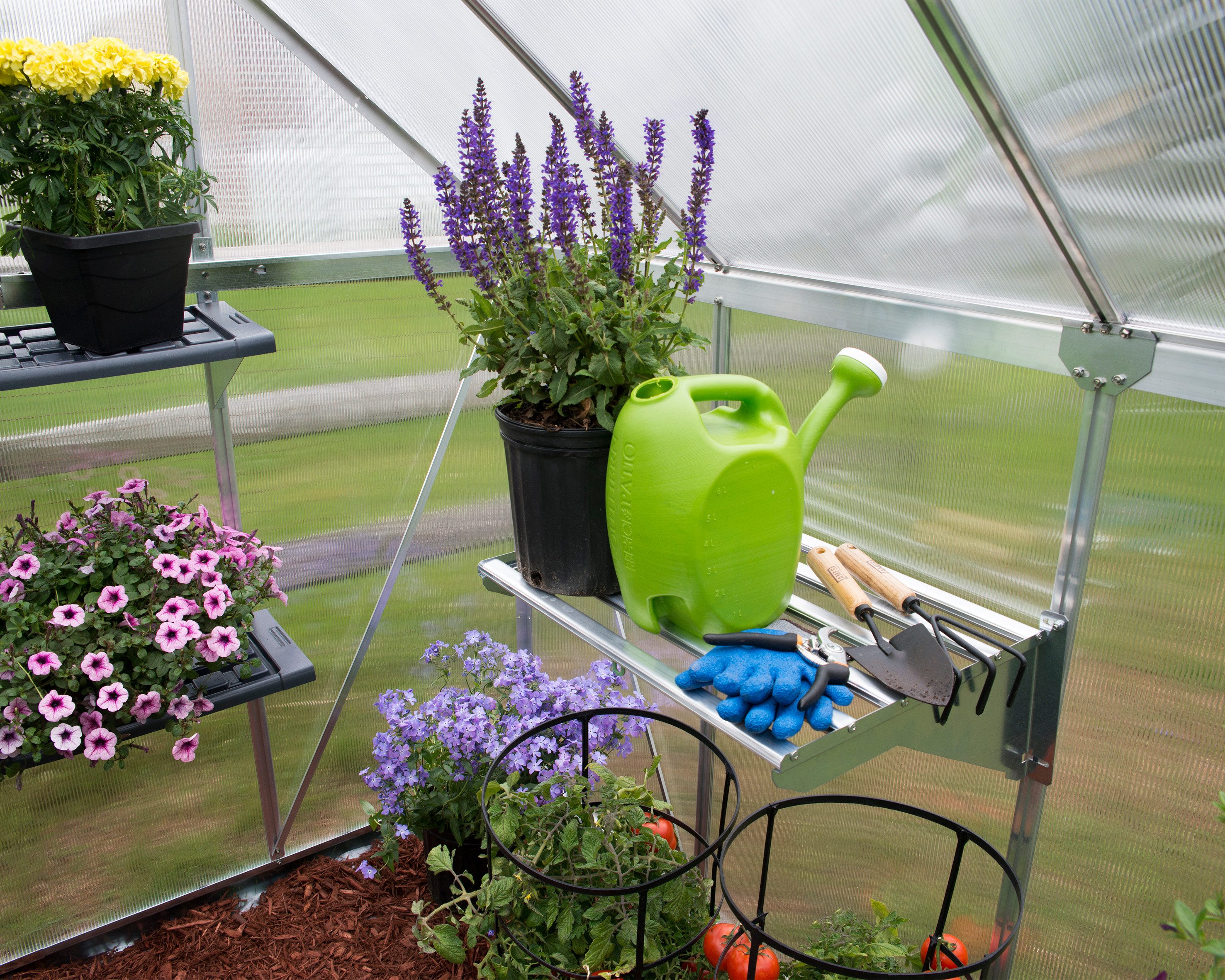 Palram - Canopia Anbauregal Schwerlastregal aus Stahl, Gewächshaus-Regalbausatz