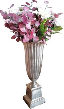 MichaelNoll Dekovase Vase Blumenvase Pokalvase - Dekovase Groß aus Aluminium Metall Silber - Bodenvase für Kunstblumen und Pampasgras - 68 cm oder 75 cm
