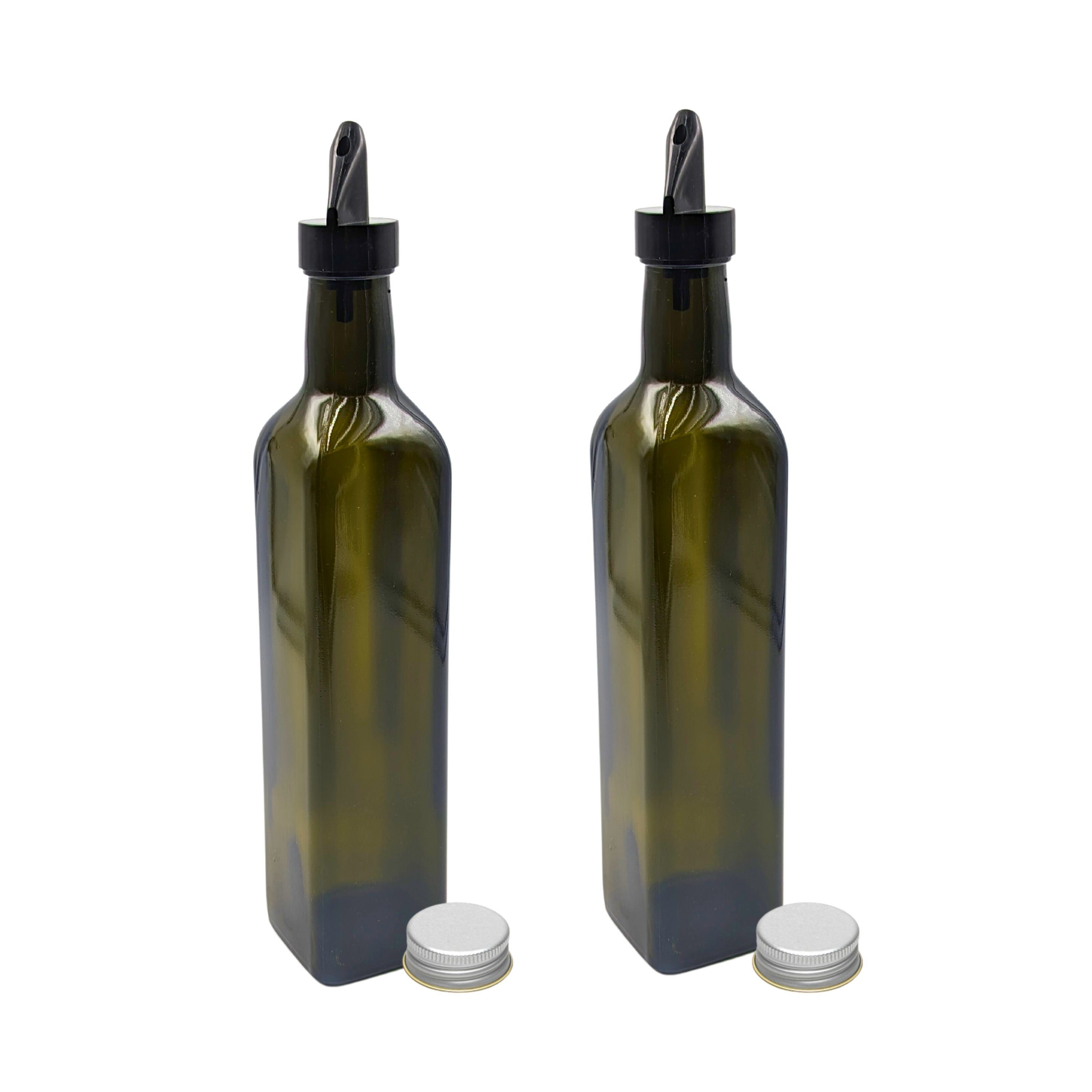 mikken Ölspender 2er Set Ölflaschen 100-1000 ml Glasflasche braun/grün mit Ausgießer, UV-Schutz – Bild 2 von 3