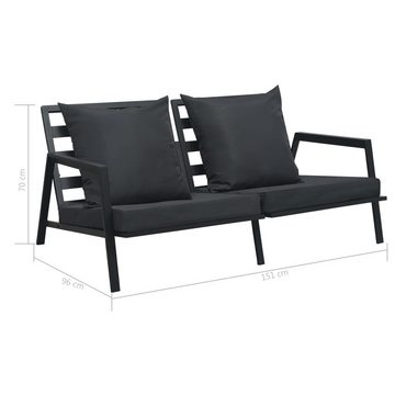 vidaXL Loungesofa 2-Sitzer-Gartensofa mit Auflagen Dunkelgrau Aluminium, 2 Teile