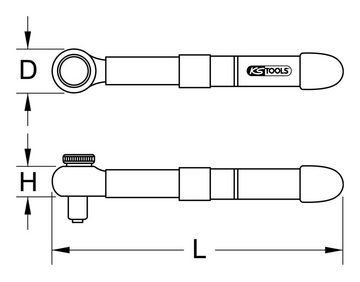 KS Tools Drehmomentschlüssel, 1/4" Mini mit Schutzisolierung und Umschalt-Ratschenkopf, 5-25 Nm