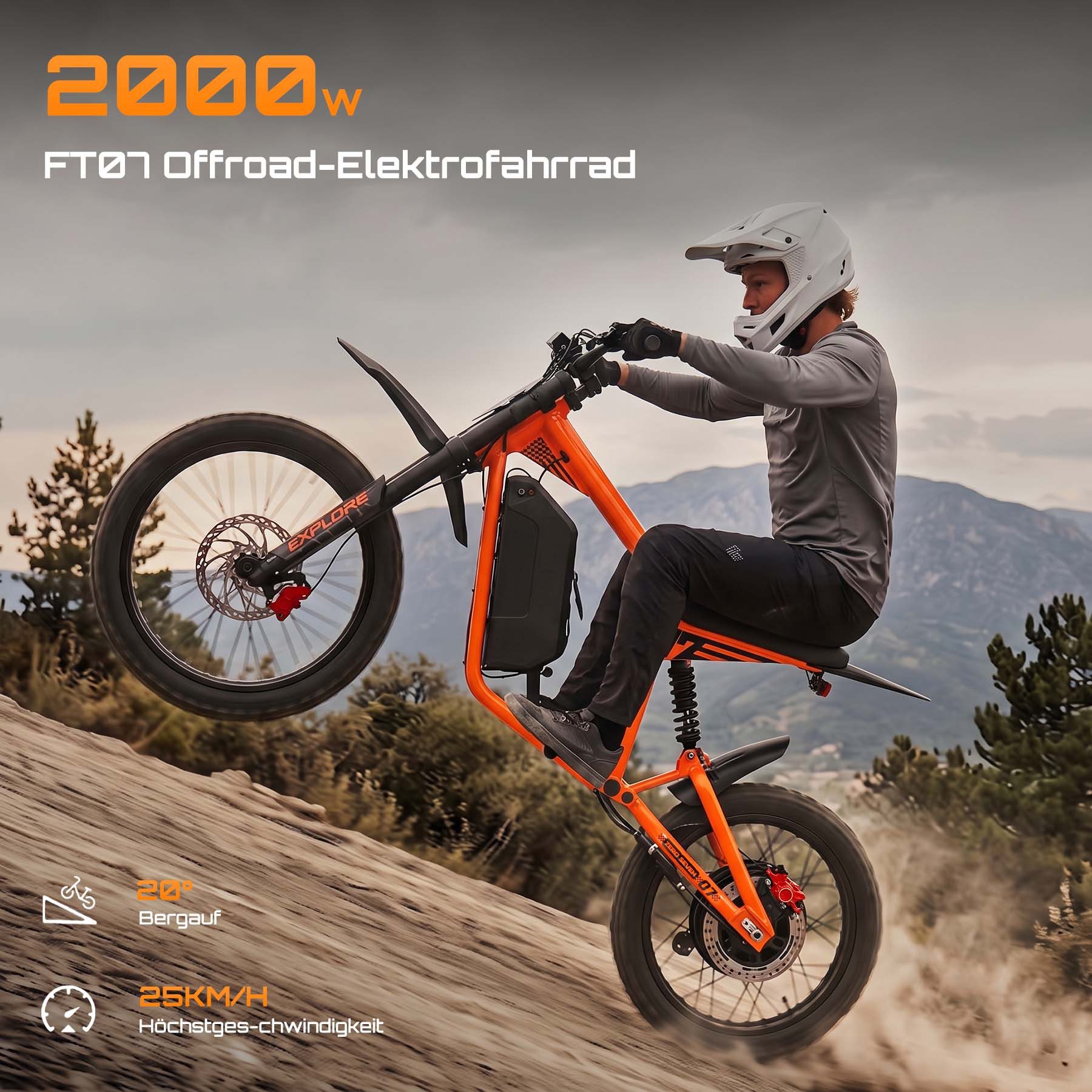 Vankel E-Motorroller FT07 E Scooter mit Sitz Offroad Erwachsene, 2000 W 60 V 25 Ah, 68 km/h, 68 km/h, Keine Straßenzulassung: ausschließlich auf Privatgelände verwenden