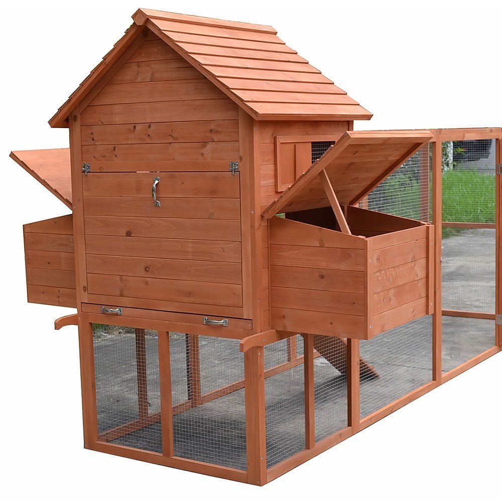 Feel2Home Hühnerstall XXL Hühnerstall Freilaufgehege Geflügel Kleintiervoliere Hasenkäfig, 2 Nestboxen