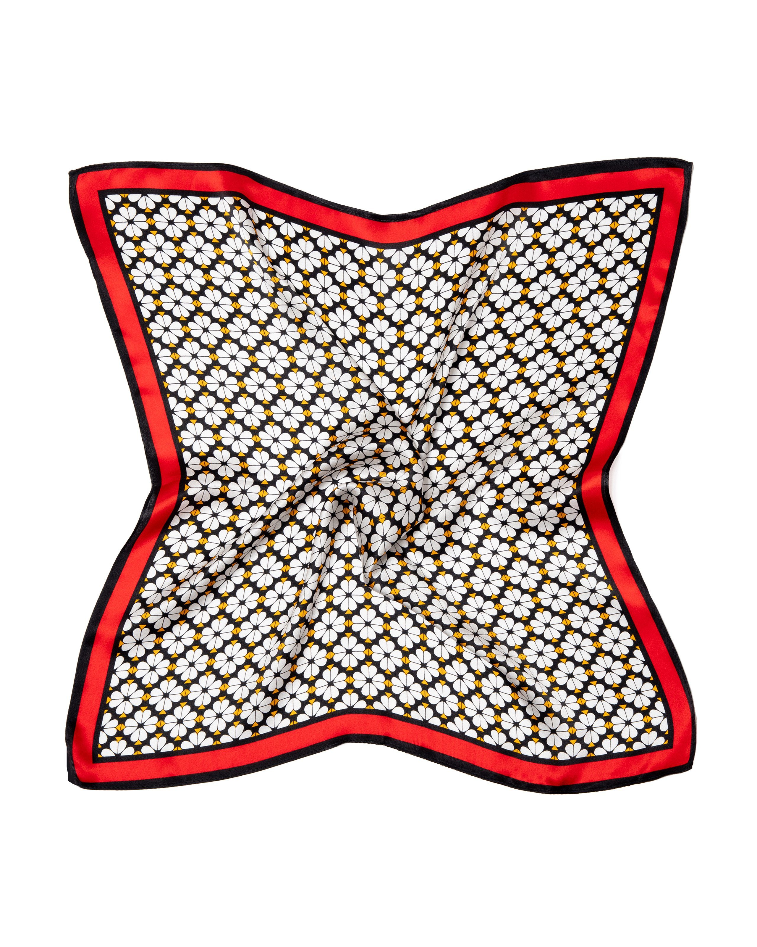 MayTree Seidentuch quadratisch Klee 53x53cm, Nickituch, Bandana-Schal, (Stück, 1-St), 100% Seide Rot