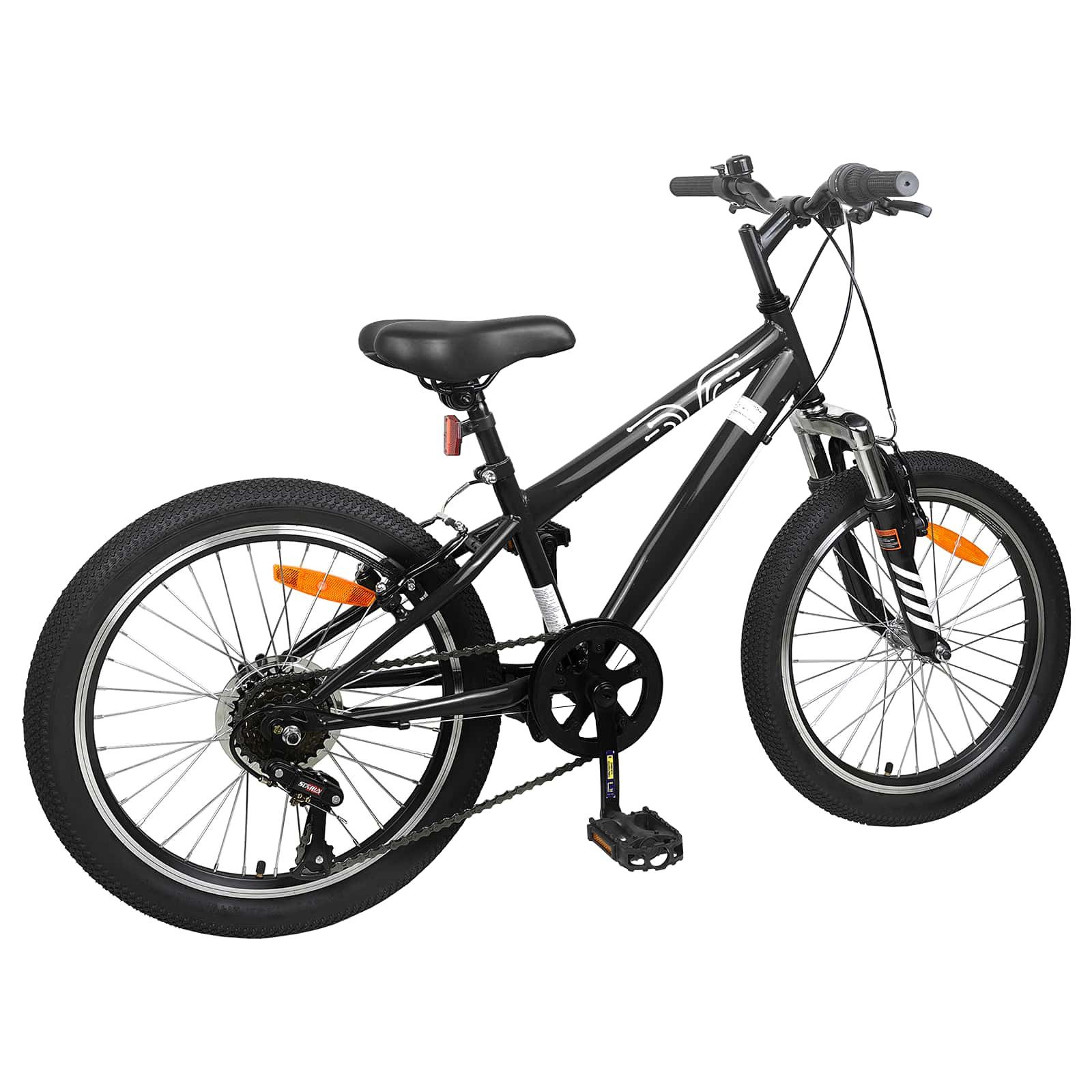 vidaXL Kinderfahrrad 24-Zoll Kids Mountain Bike 24 Zoll 6-Speed für 8-12 Jahre alt Schwarz