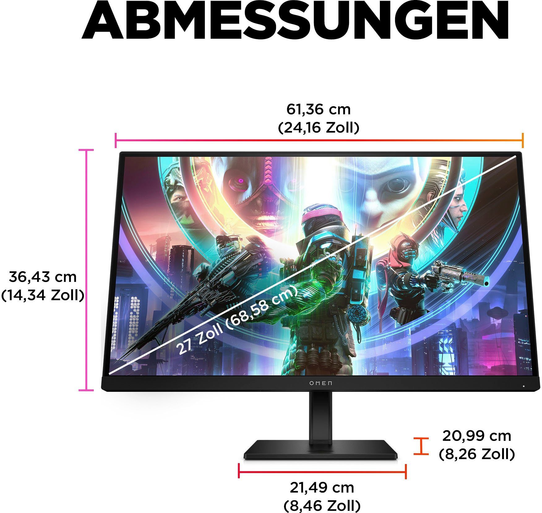 HP OMEN 27qs (HSD-0161-A) Gaming-Monitor (69 cm/27 ", 2560 x 1440 px, QHD, 1 ms Reaktionszeit, 240 Hz, IPS)