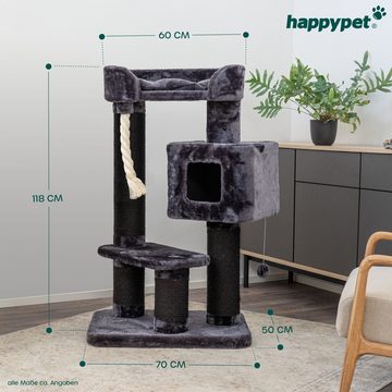 Happypet Kratzbaum GINGER, 128 cm, Premium Katzenbaum für große Katzen, 15 cm Stämme, 600g Plüsch