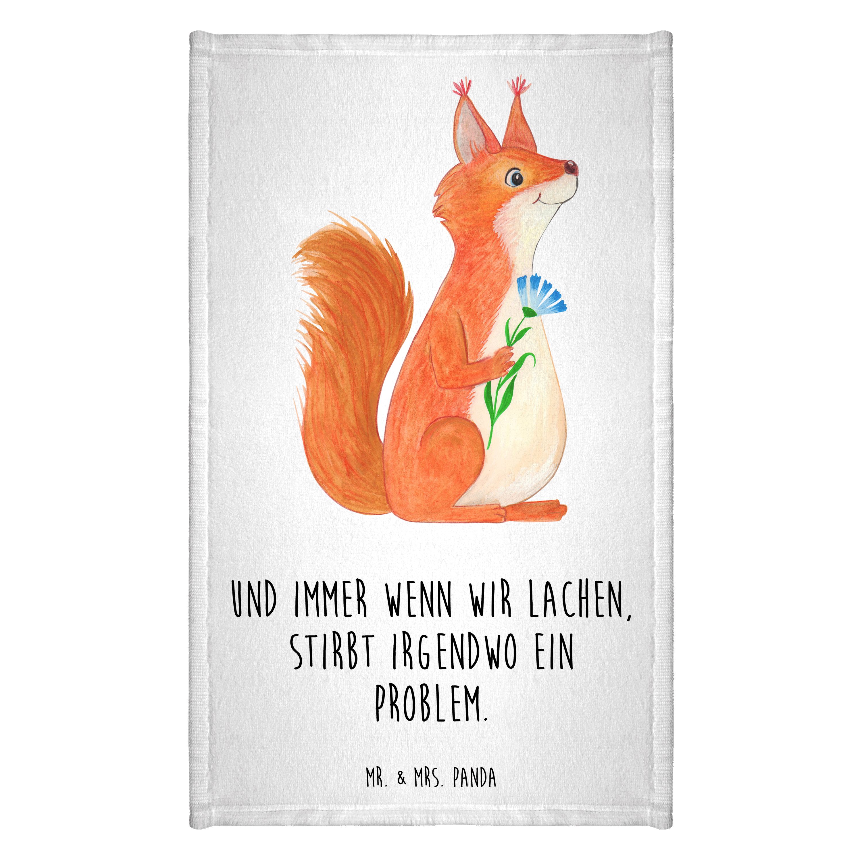 Handtuch Eichhörnchen Blume - Weiß - Geschenk, Gästetuch, Kinder Handtuch, Mot
