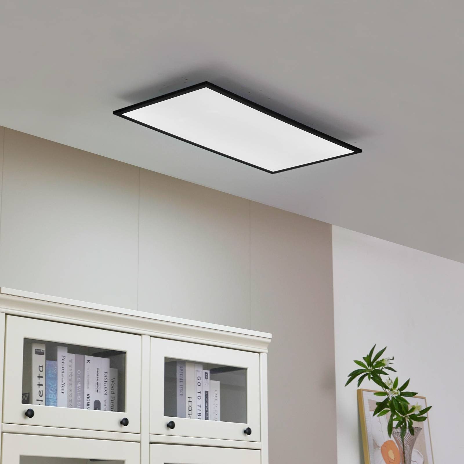 Lindby LED Panel Lamin, LED Schwarz Farbwechsel warmweiß / tageslicht IP20 mit Fernbedienung, LED 41 W gesamt, Farbwechsel warmweiß / tageslicht