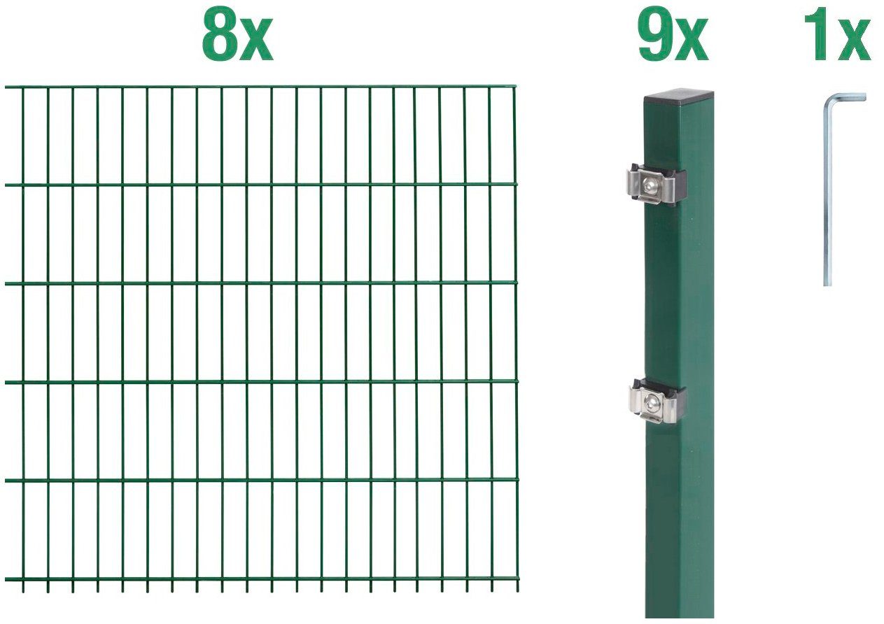 Alberts Doppelstabmattenzaun Grundset, (Set), Höhe: 80 - 160 cm, Gesamtlänge: 4 - 30 m, zum Einbetonieren