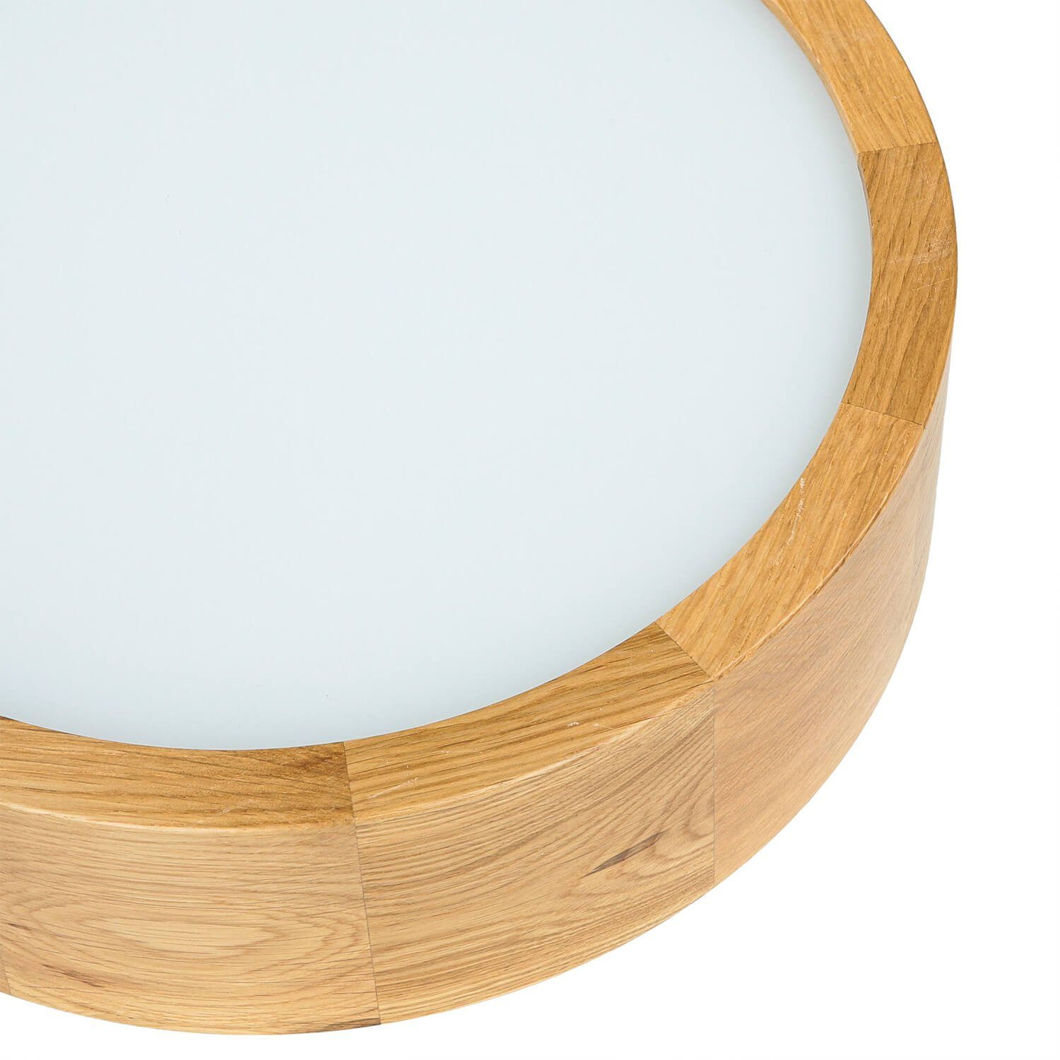 Runde integriert, ARBARO, fest LED blendarm Wohnzimmer satiniertes Warmweiß, LED Licht-Erlebnisse Deckenleuchte Holz Deckenleuchte Glas