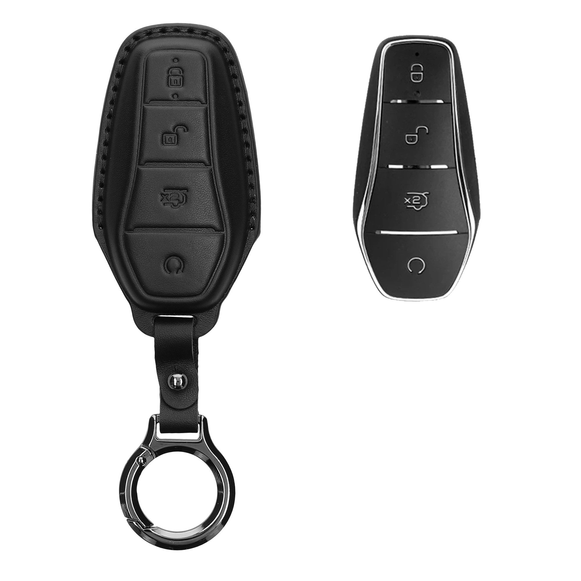 kwmobile Schlüsseltasche Hülle für BYD Atto 3 / Sealion / Han / Tang / Dolphin / Seal (1-tlg), Premium Leder Autoschlüssel Schlüssel Tasche